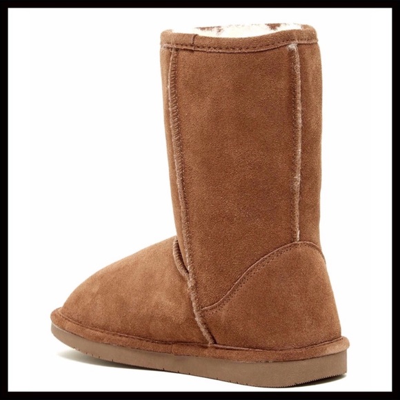 SUEDE SHEARLING LINED BOOTS TAN ANKLE BOOTIES - Picture 2 of 14